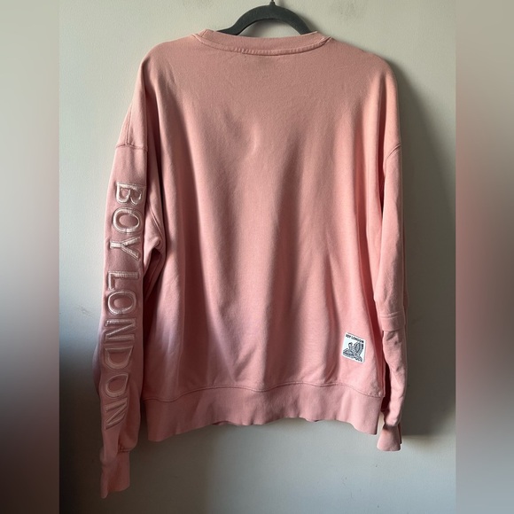 Boy London Pink Crewneck Sweater with Ribbed Cuffs and Relaxed Fit - Picture 2 of 12